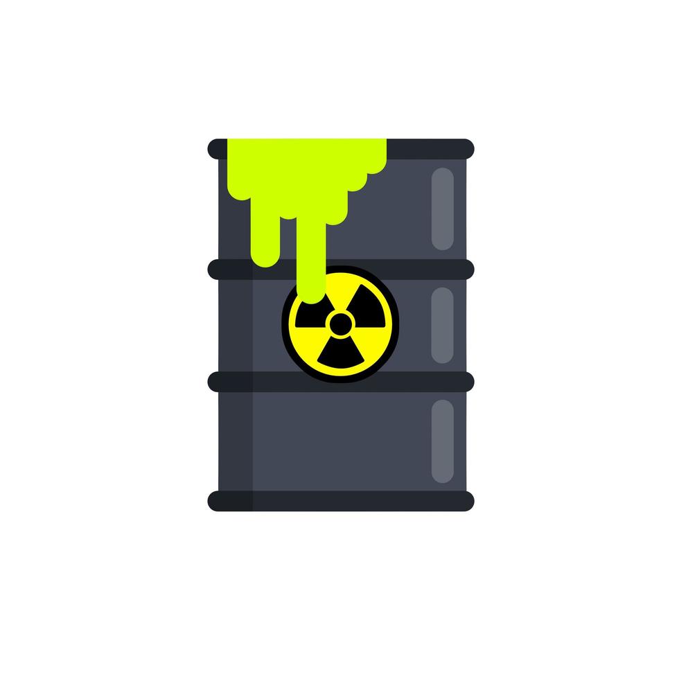 Barrel of radioactive waste. Radiation and green liquid. vector