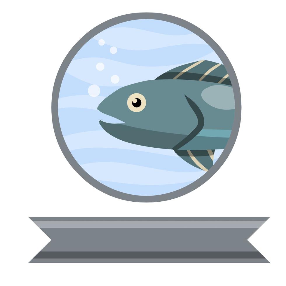 Fish logo. Tuna in circle. Element of fishing and fish restaurant. vector