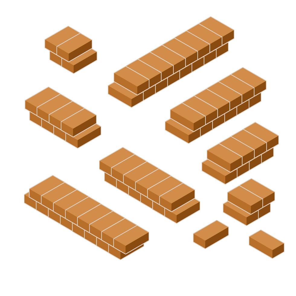 Red brick wall of house. Element of building construction vector