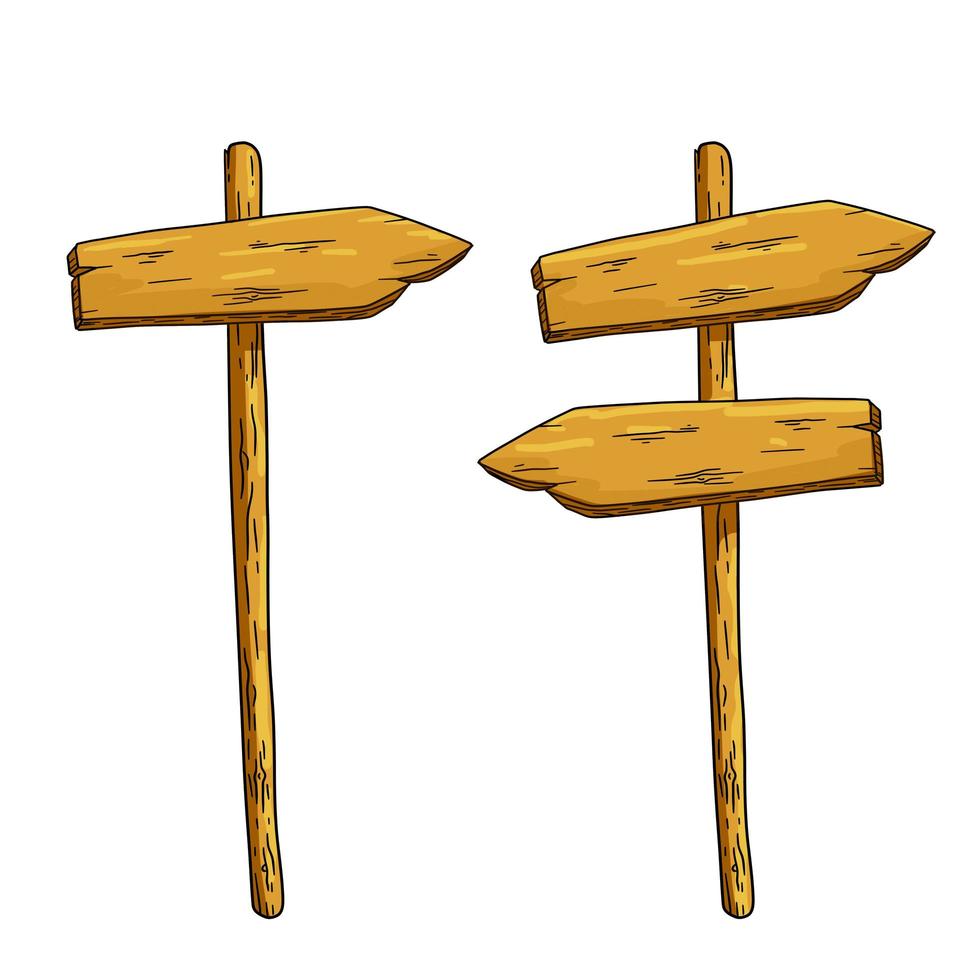 Wooden signpost. Path and route. vector