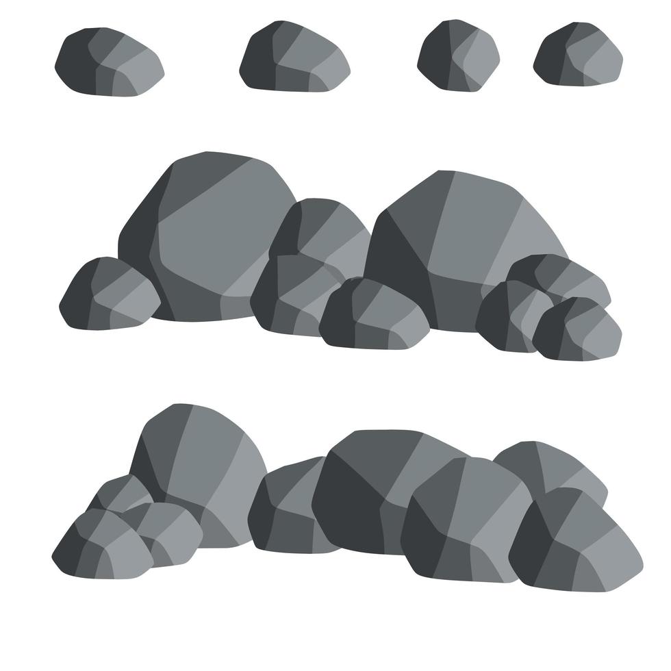 Natural wall stones and smooth and rounded grey rocks. vector