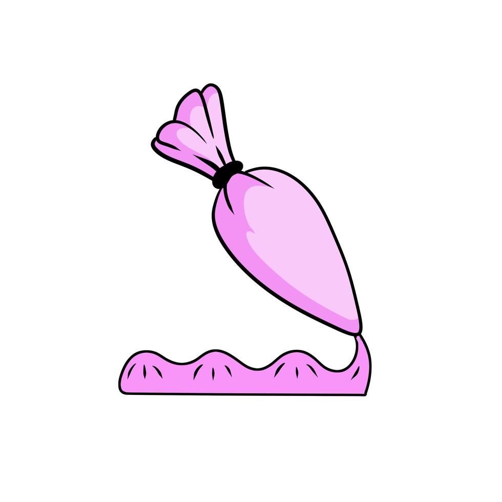 Pastry bag. Piping Cream Cake. Outline Icing bag. Cartoon illustration vector