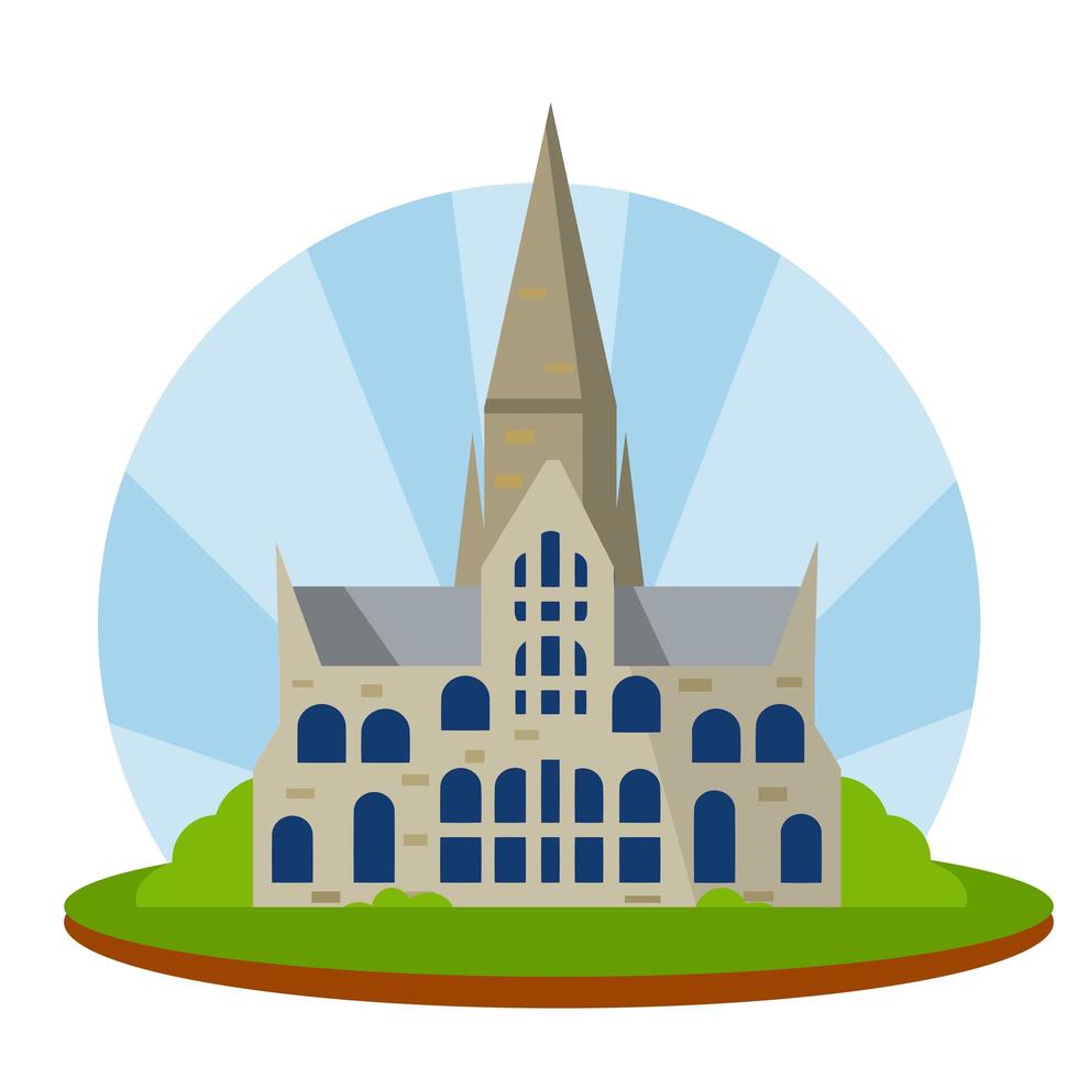 catedral de salisbury de la virgen maría. iglesia gótica vector