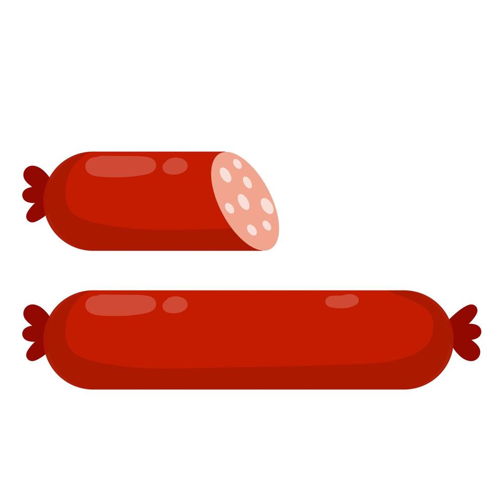 Set of sausage. Meat food. Red nutrient object. vector