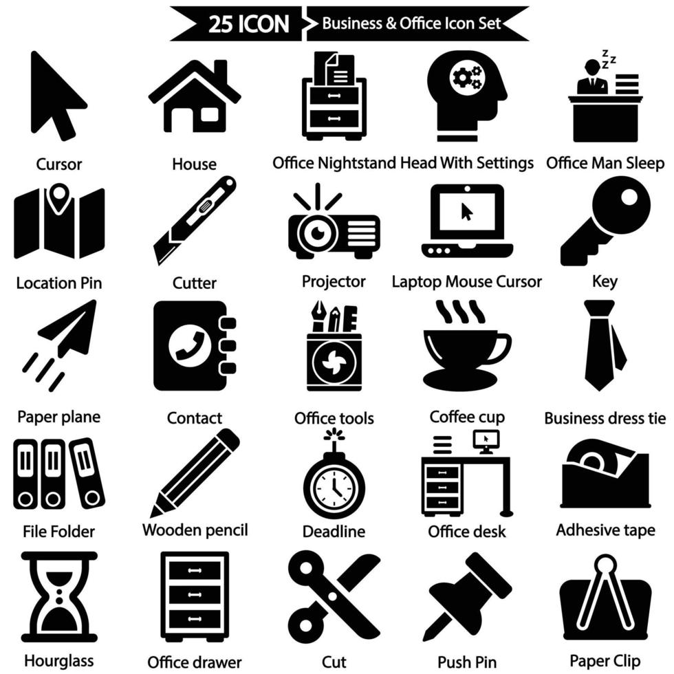 Business and office icon set vector