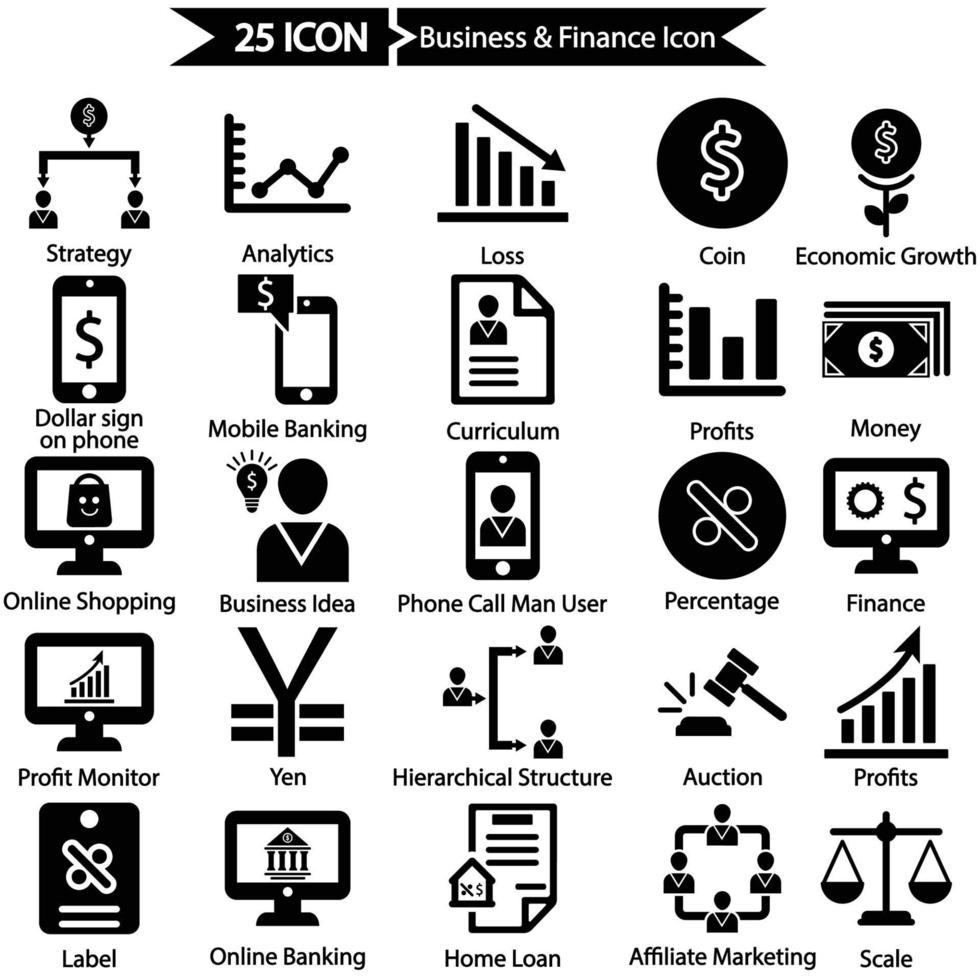 conjunto de iconos de negocios y finanzas vector
