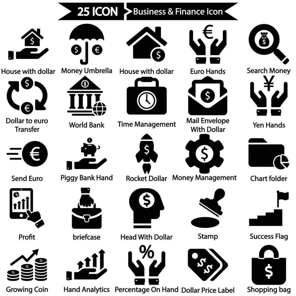 conjunto de iconos de negocios y finanzas vector