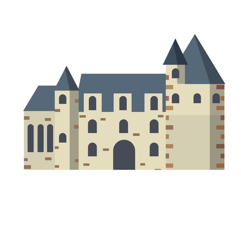 viajar a europa. casa y ciudad medievales. ilustración de dibujos animados plana. vector