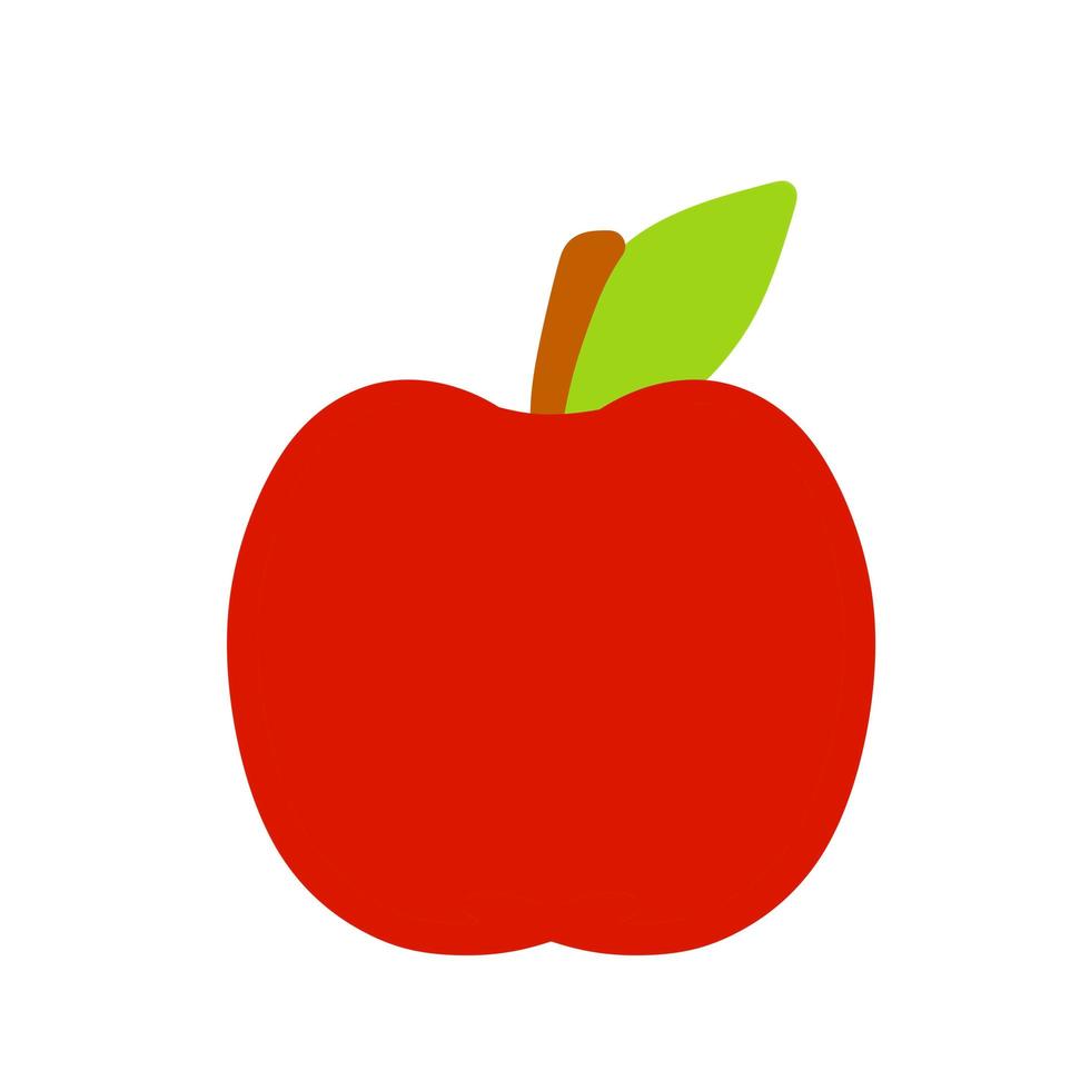 Red apple. Fruit with a leaf. Fresh natural food. vector