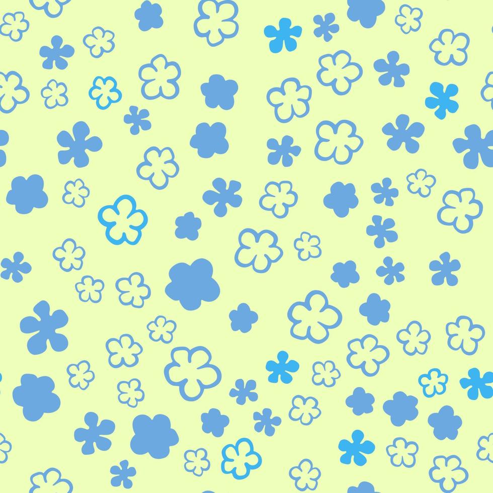 Vector seamles pattern small blue flowers on a yellow background