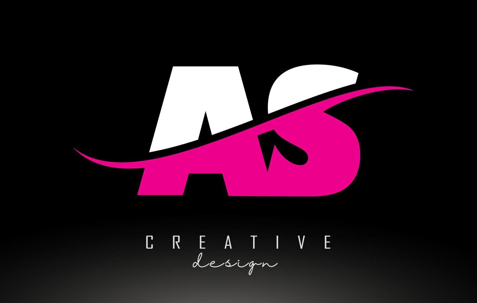 AS A S White and Pink Letter Logo with Swoosh. vector
