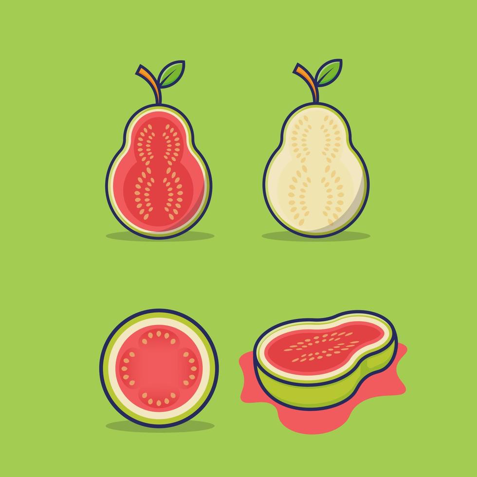 set of slice guava icon cartoon vector illustration isolated object