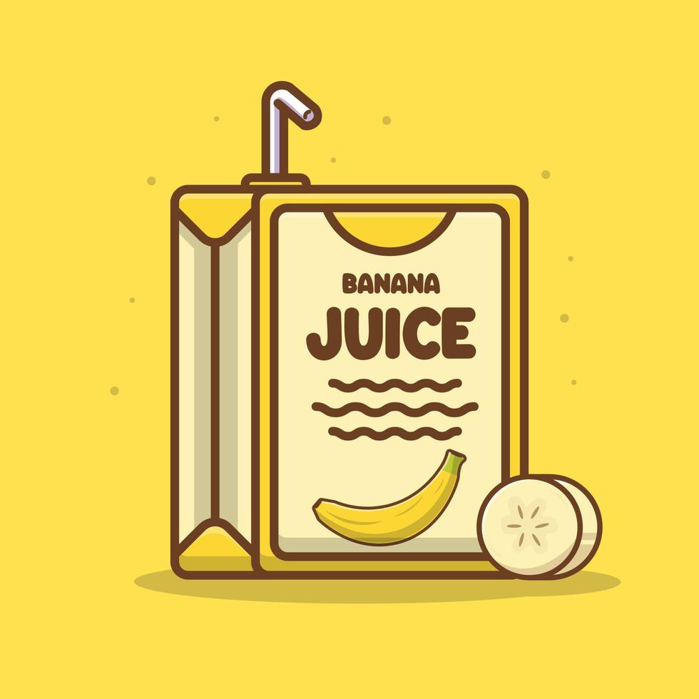 Banana Juice box cartoon vector icon illustration isolated object