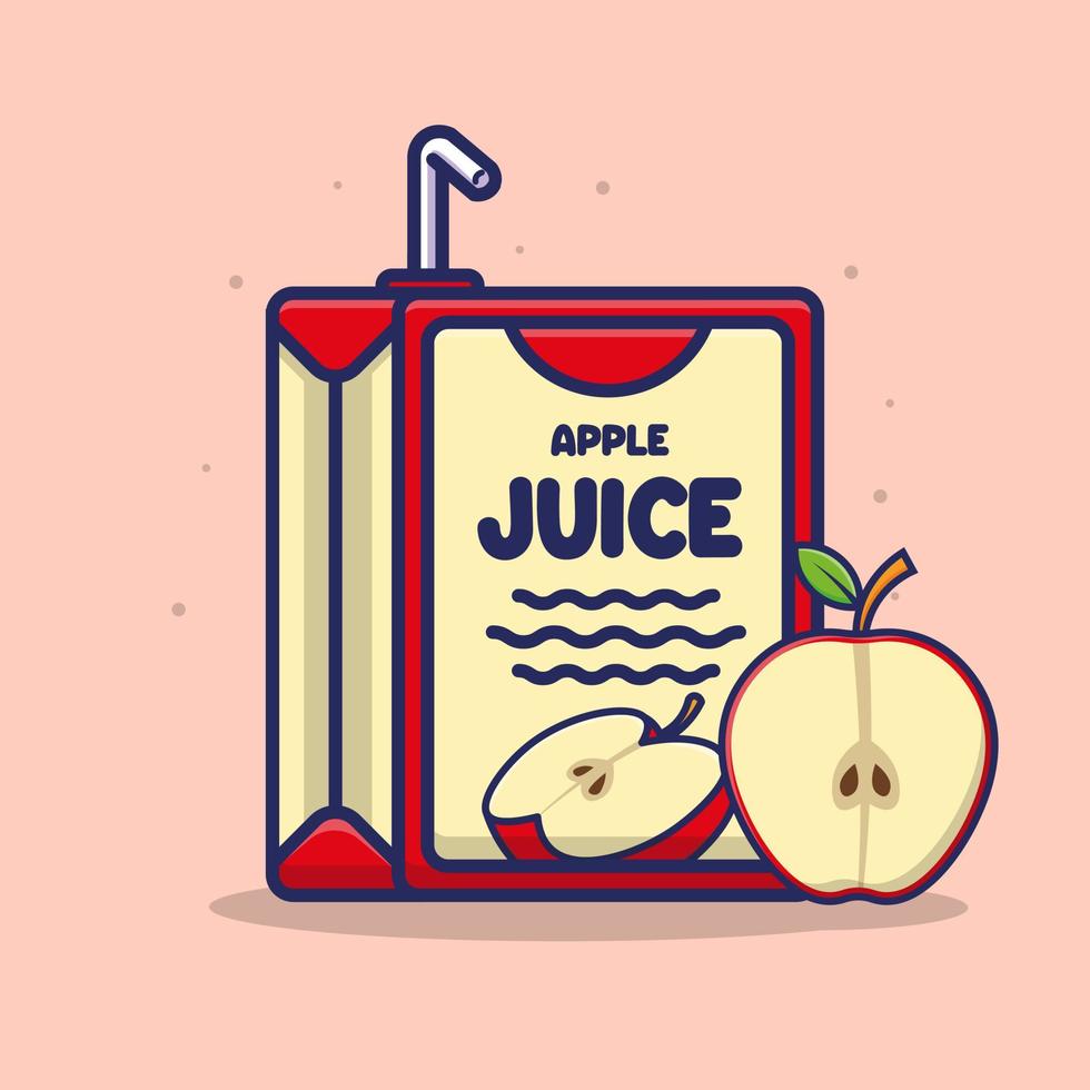 Apple Juice box cartoon vector icon illustration isolated object