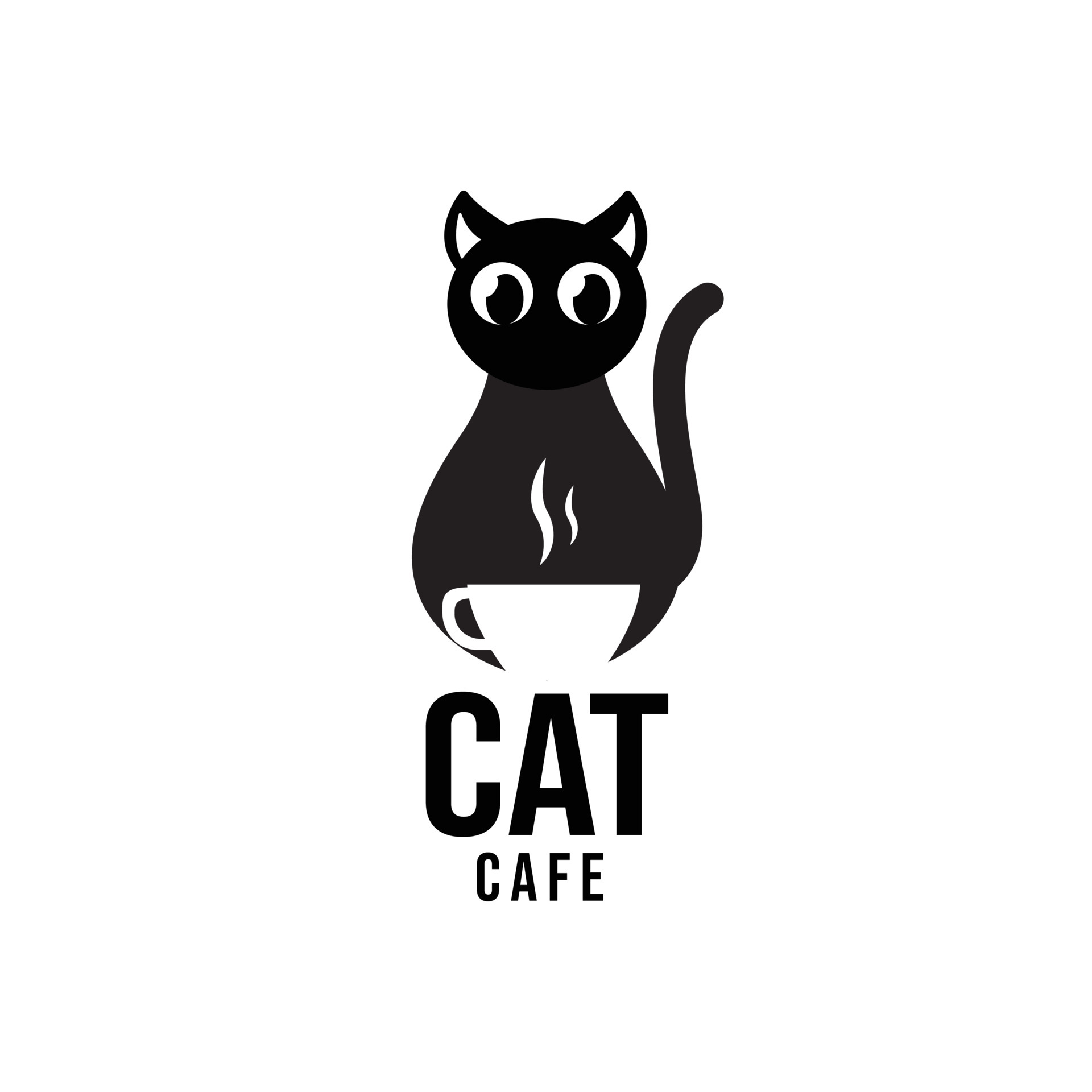 cat cafe logo illustration on white background 6484069 Vector Art at
