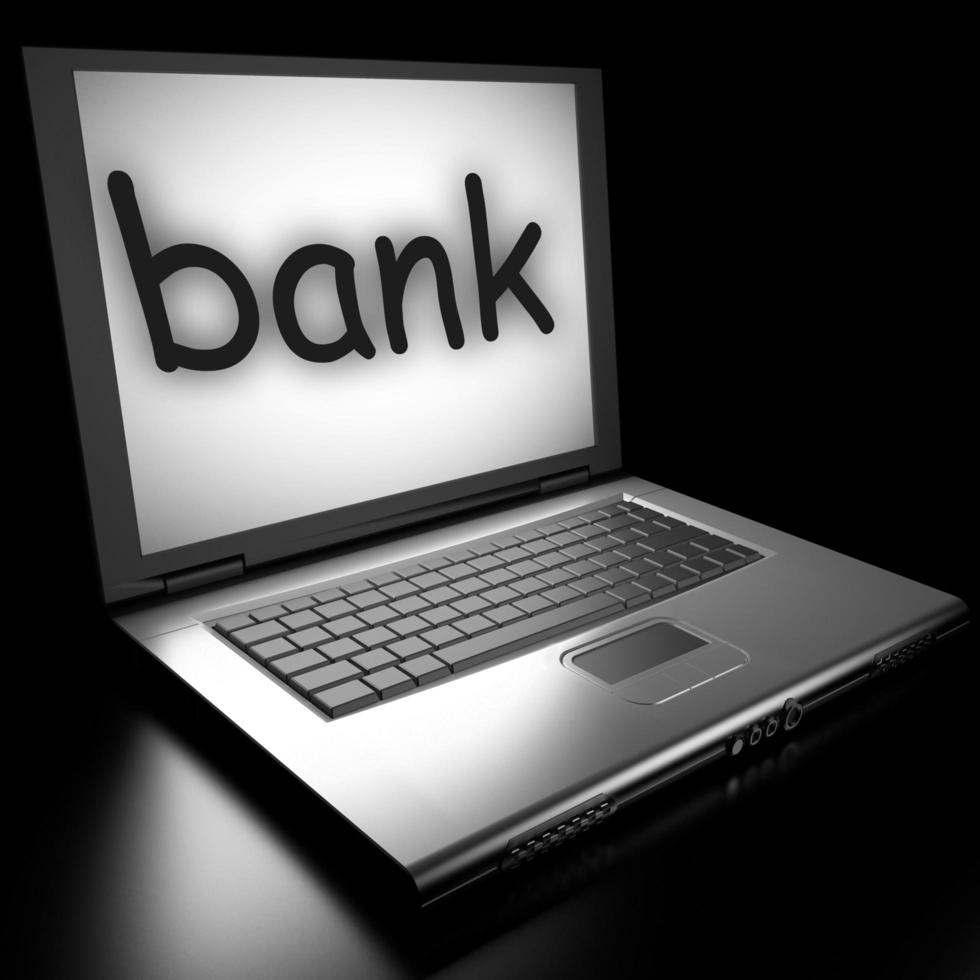 bank word on laptop photo