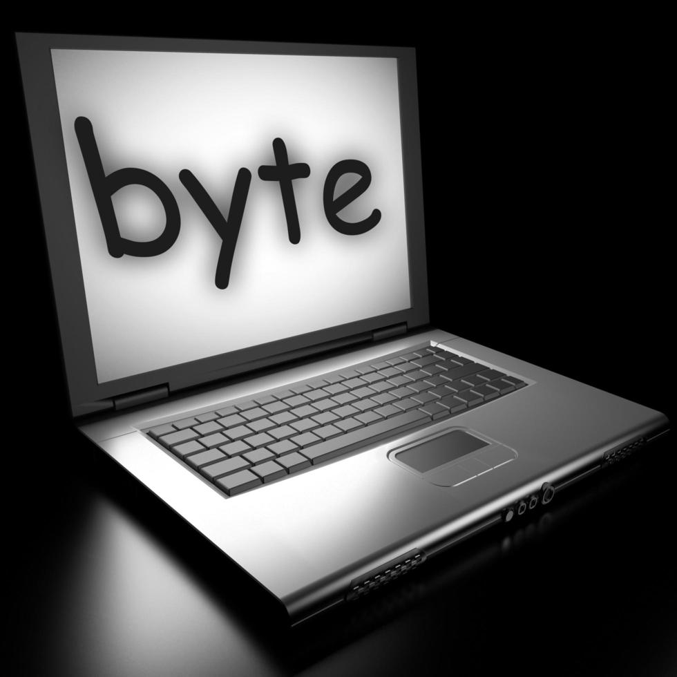 palabra de bytes en la computadora portátil foto
