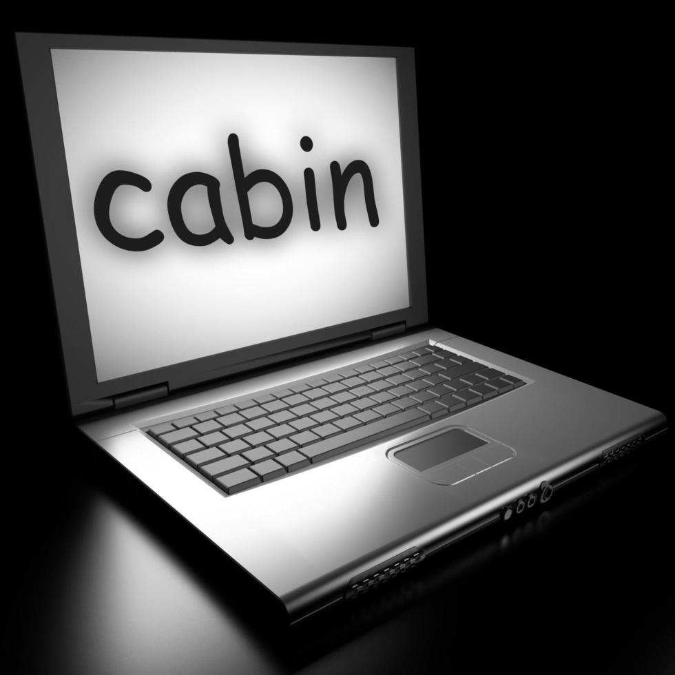 cabin word on laptop photo