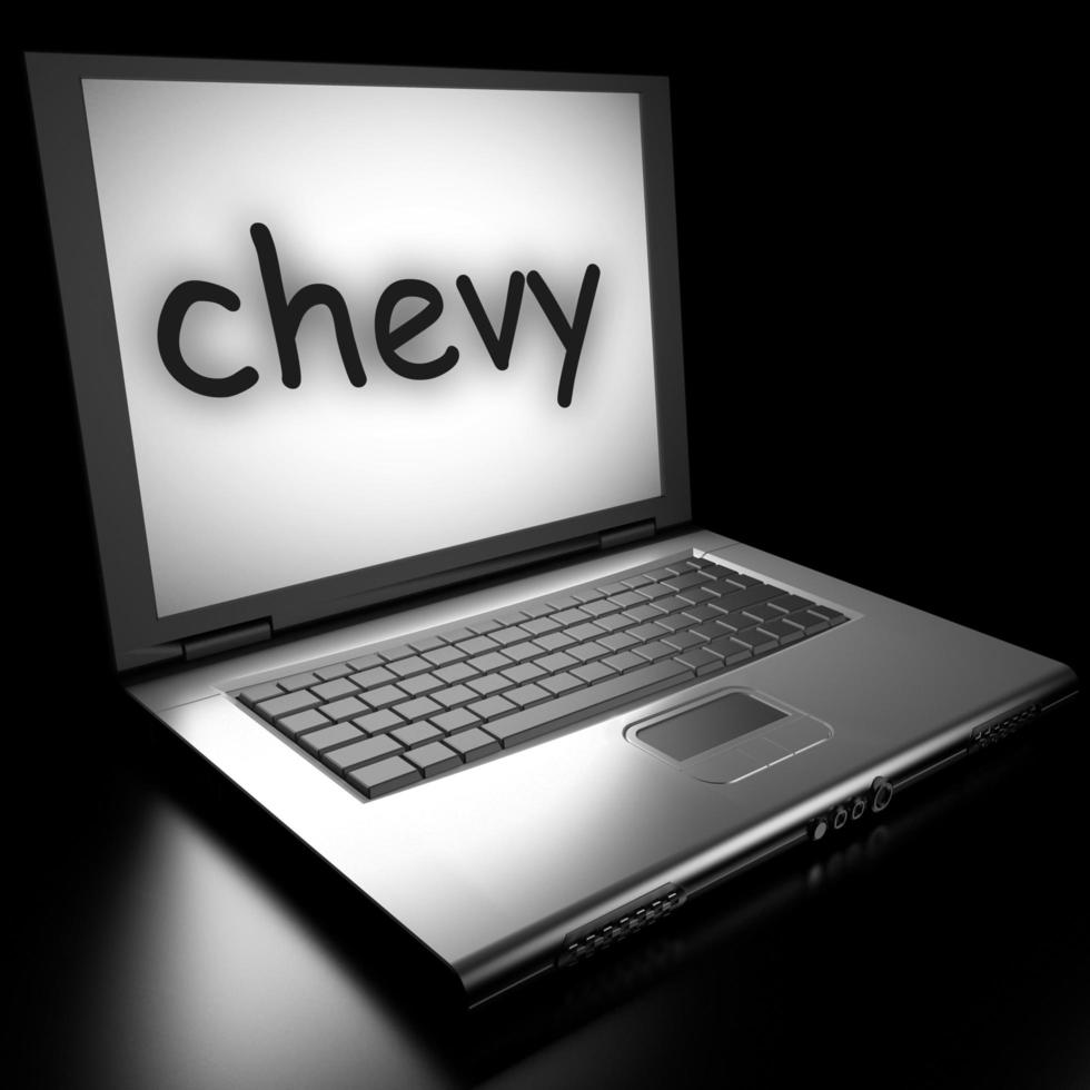 chevy word on laptop photo