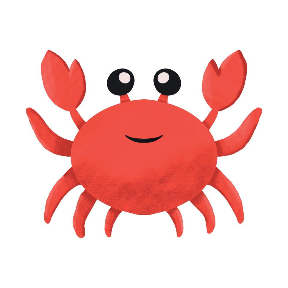 Cute Smiling Red Crab with Raised Claws Character vector