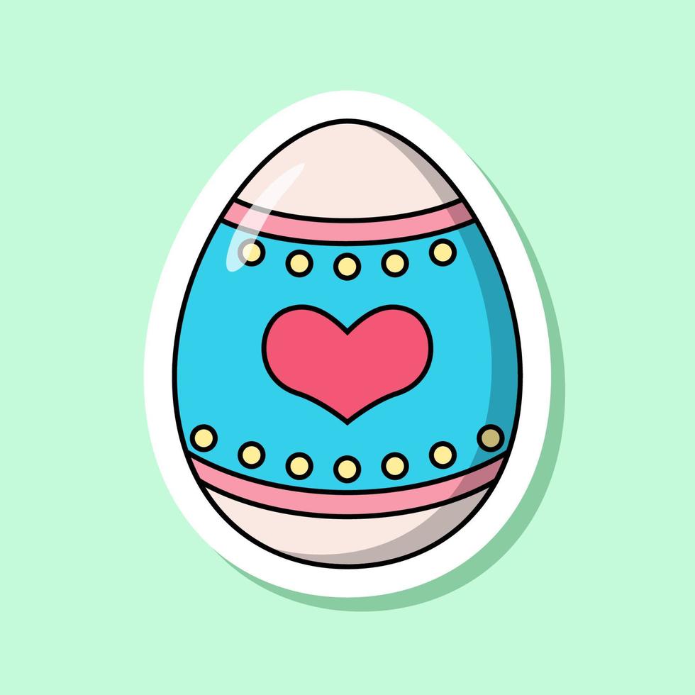 Vector cartoon Easter egg sticker with colorful stripes.