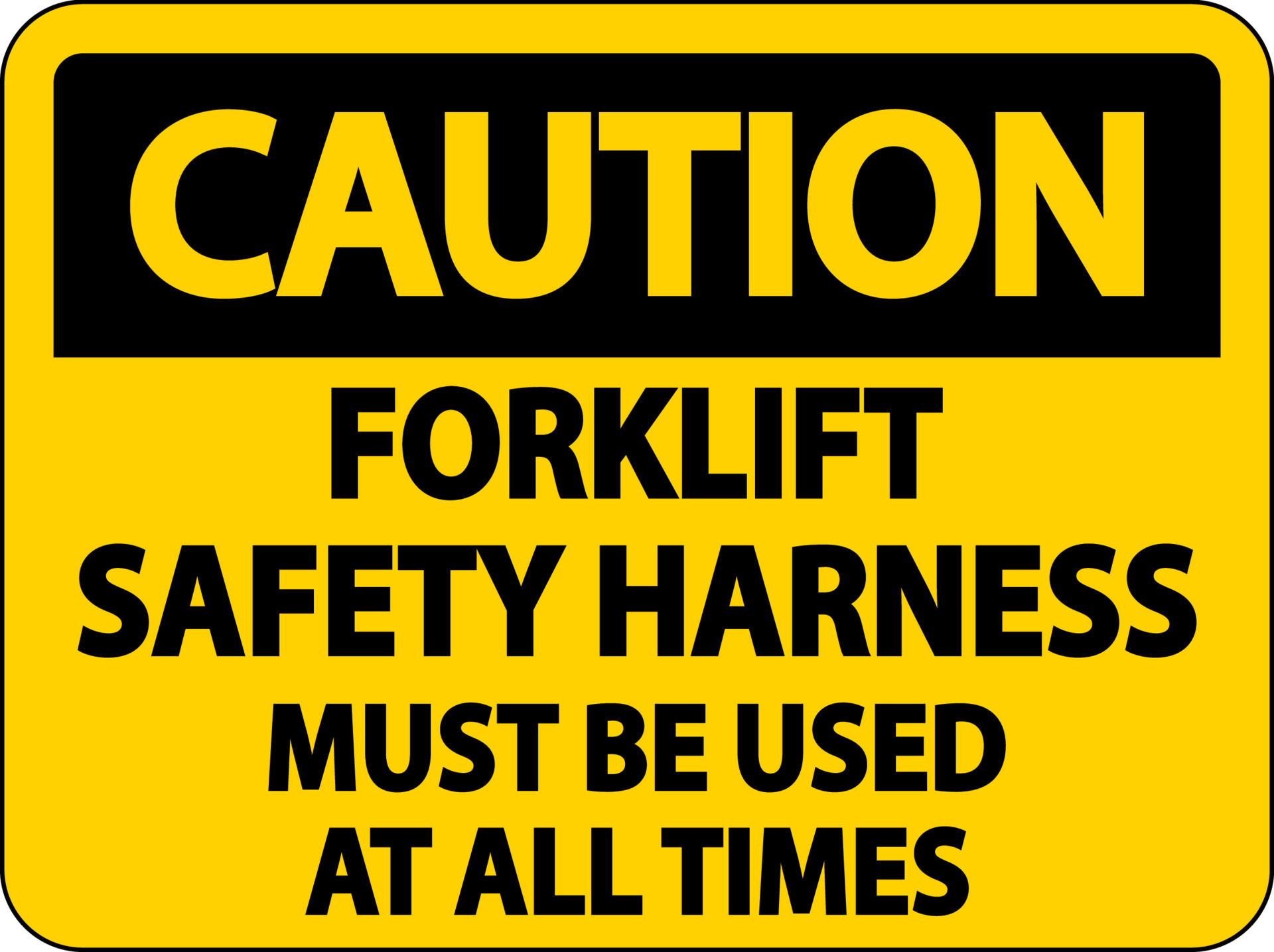 Caution Forklift Safety Harness Sign On White Background 6484555 Vector