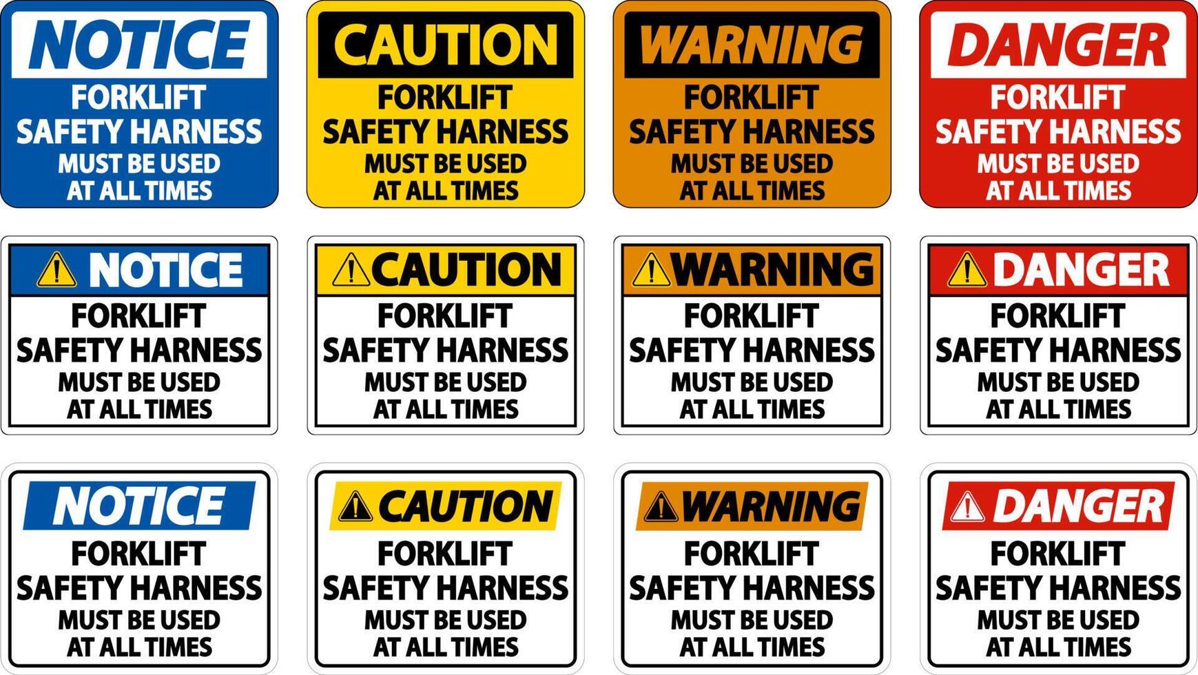 Forklift Safety Harness Sign On White Background vector