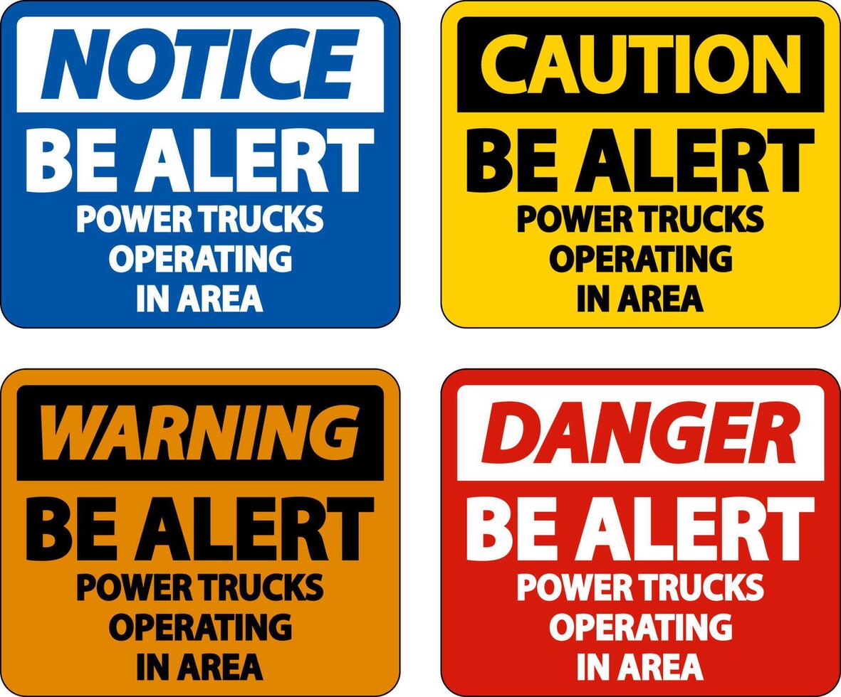 Power Trucks Operating Sign On White Background vector