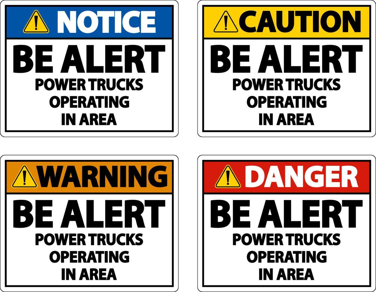 Power Trucks Operating Sign On White Background vector