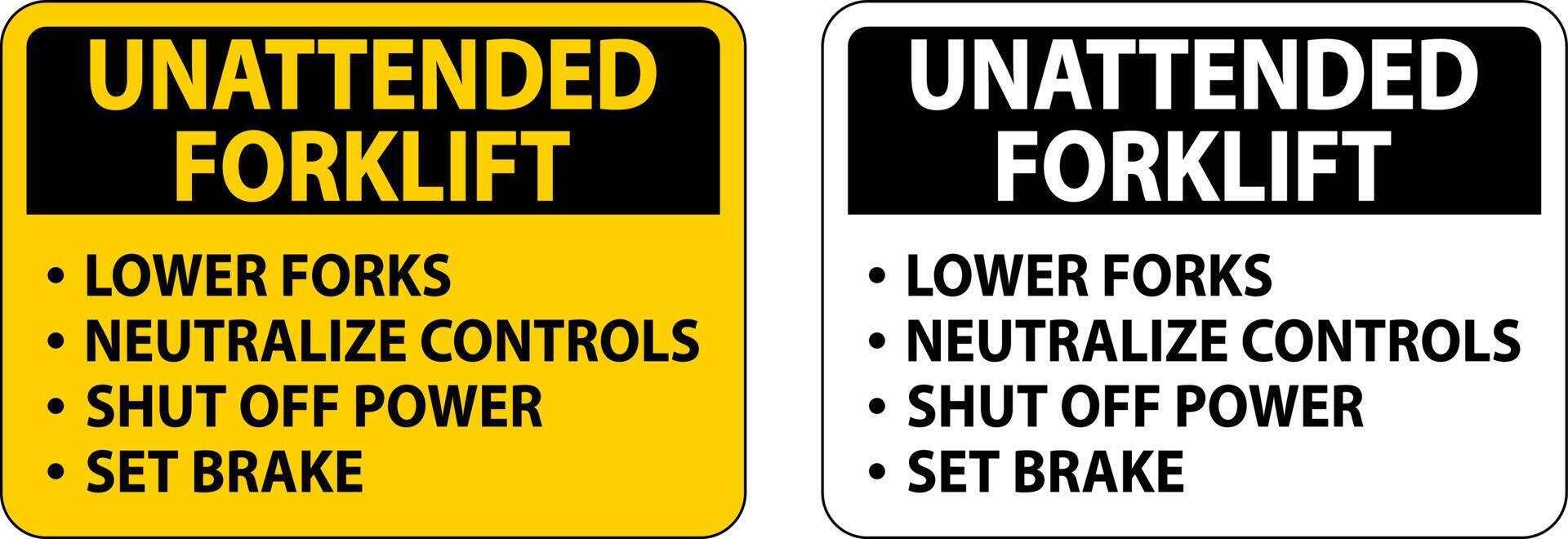 las reglas de la carretilla elevadora desatendida firman sobre fondo blanco vector