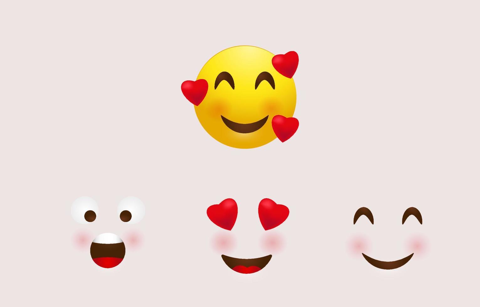 Set of Different Smile Faces Emoji vector