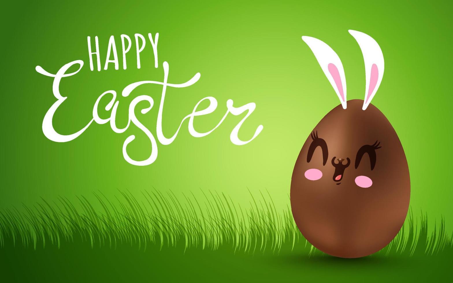 Vector banner with lettering Happy Easter and chocolate egg with ...