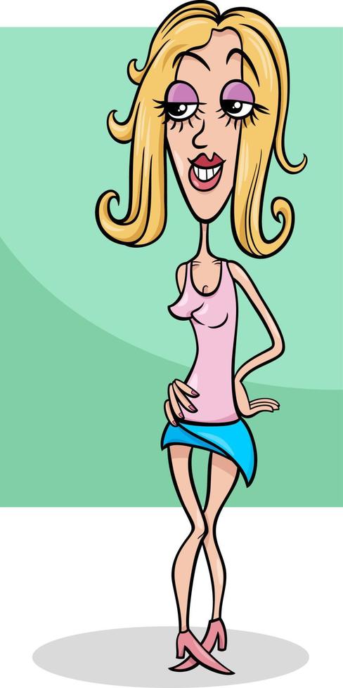 funny young woman cartoon character vector
