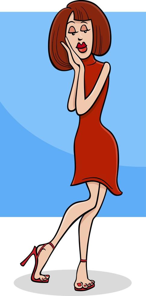 personaje de mujer hermosa de dibujos animados en vestido rojo 6484638  Vector en Vecteezy