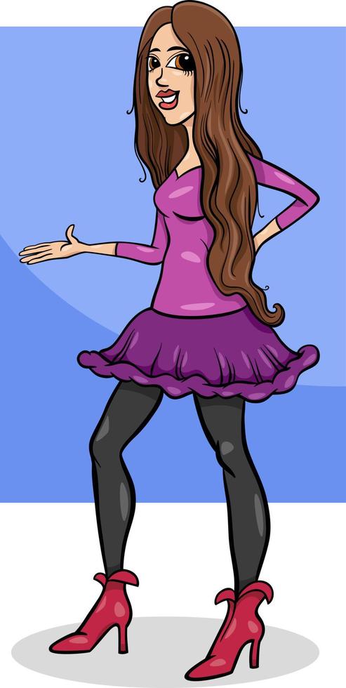 beautiful young woman cartoon character vector