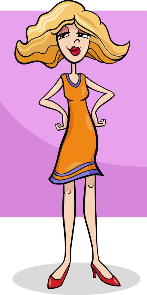 hermoso personaje de dibujos animados de mujer joven vector