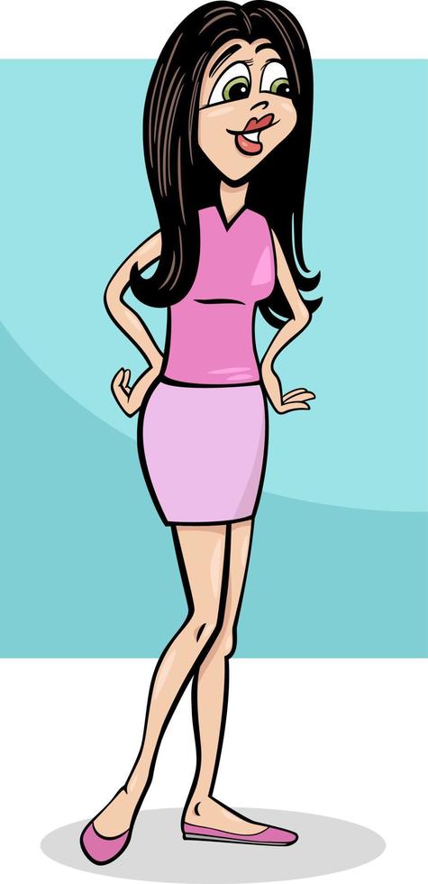 pretty young girl cartoon character vector