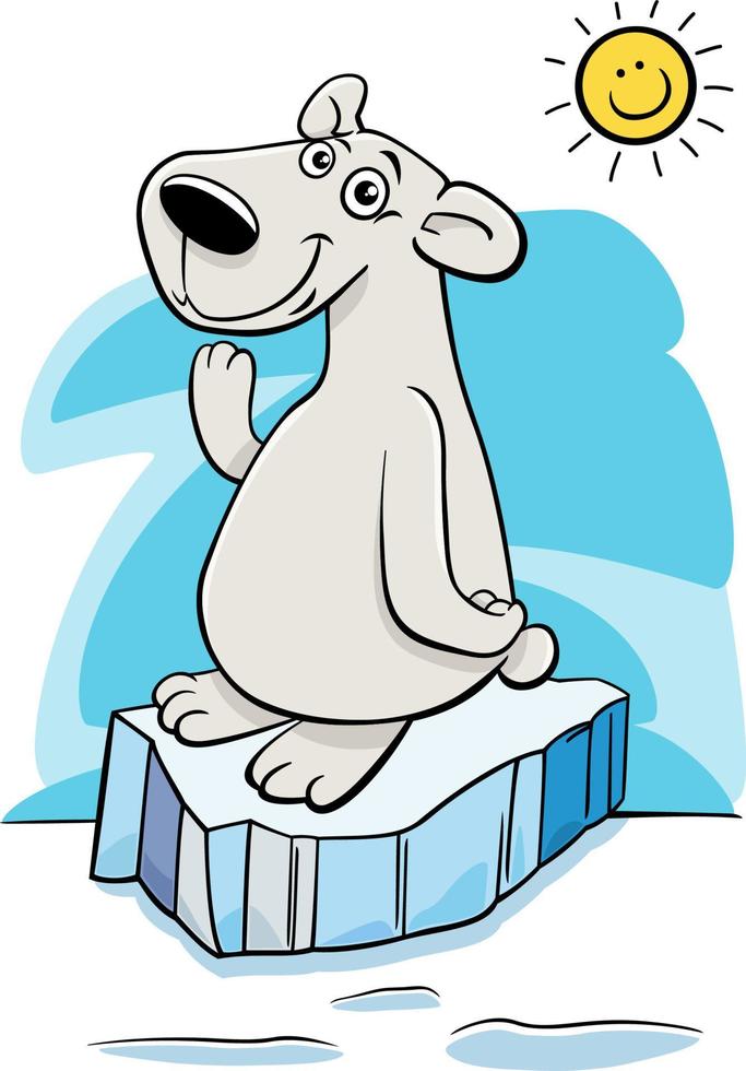 cartoon polar bear animal character in the arctic vector