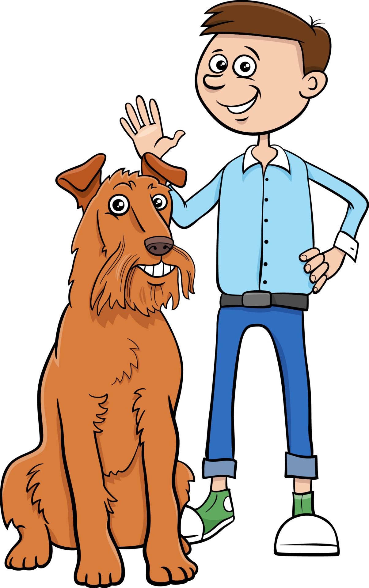 cartoon boy character with his pet dog 6484688 Vector Art at Vecteezy