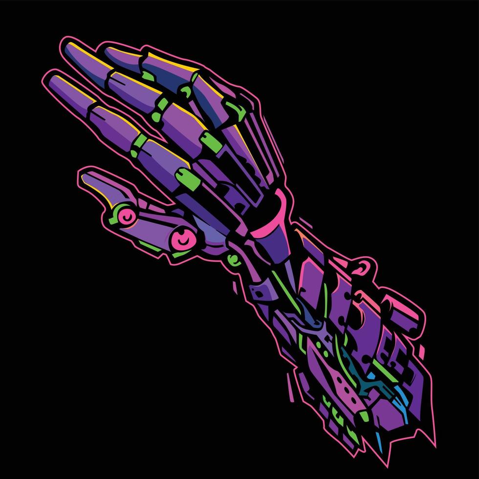 Broken cyborg hand vector illustration