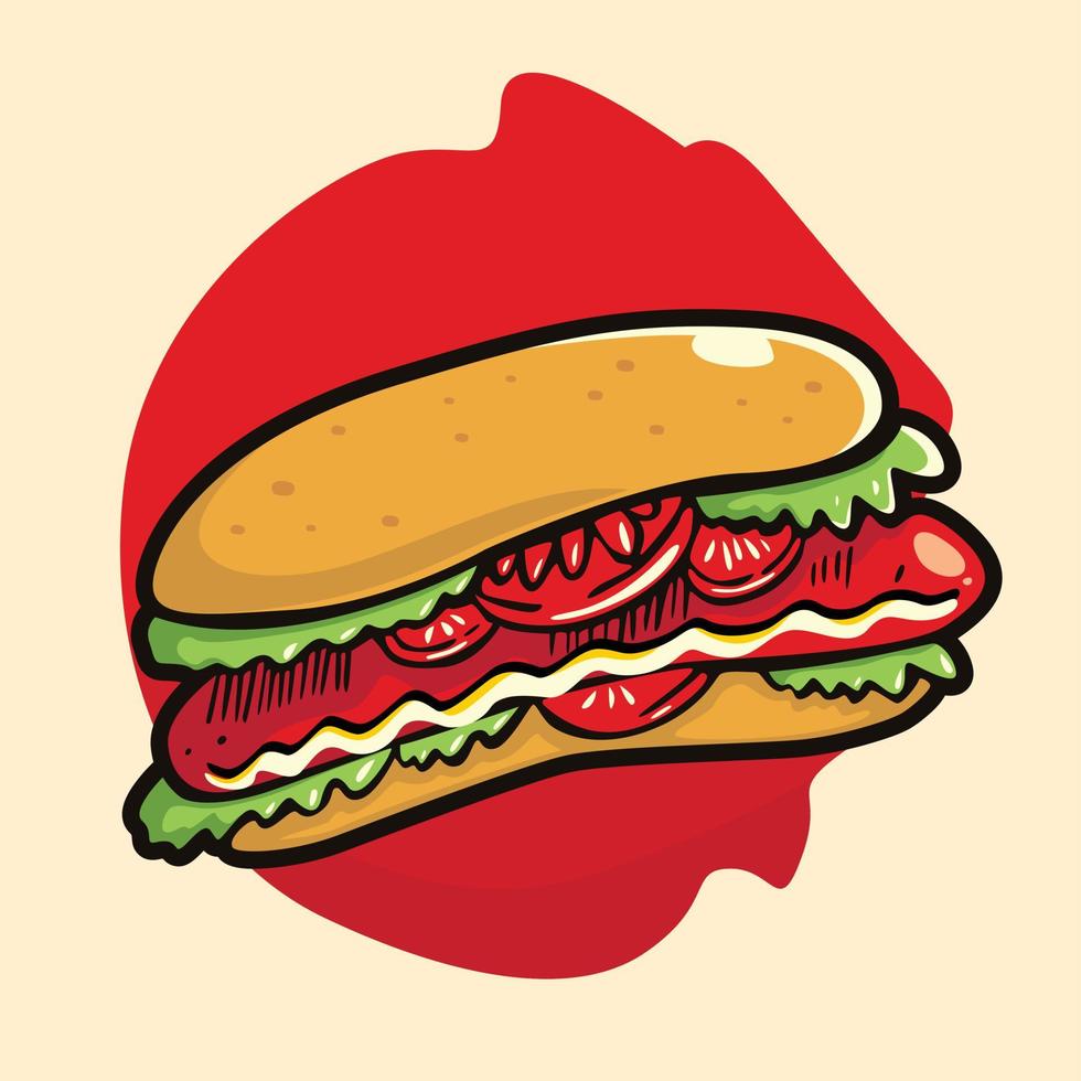 Delicious hot dog vector food illustration