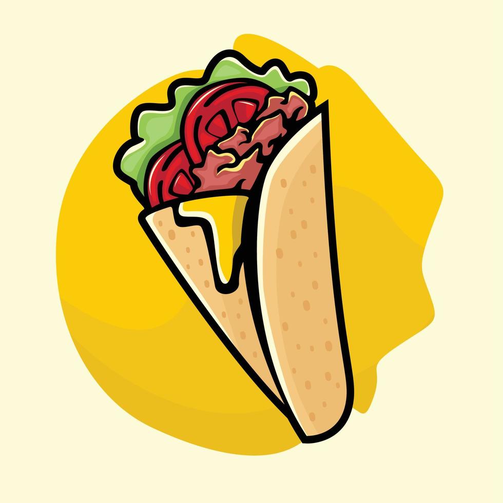 deliciosa ilustración de comida de vector de kebab