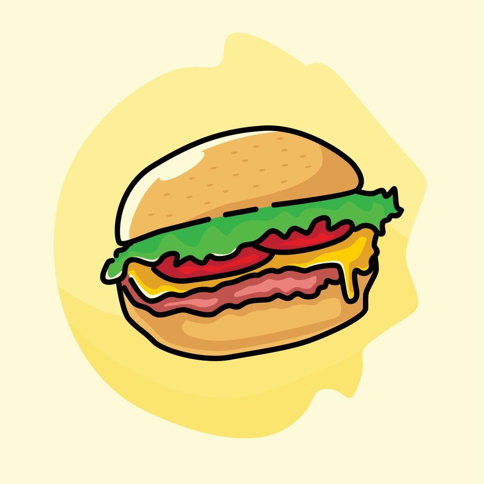 Delicious hamburger vector food illustration