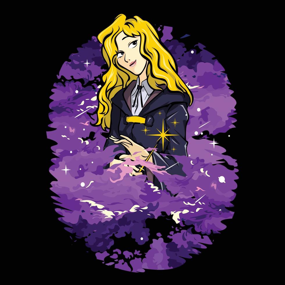 Mystical female witch vector character illustration