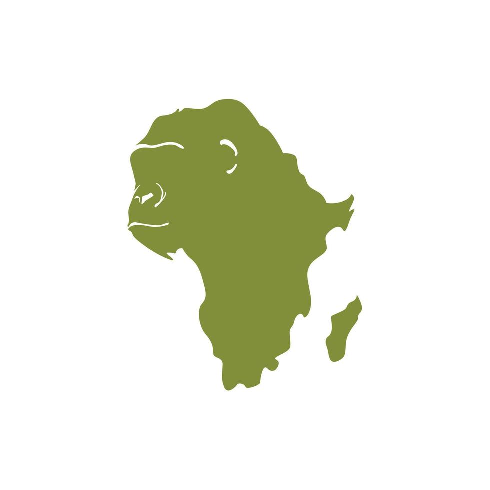 Ape silhouette with African map merged vector