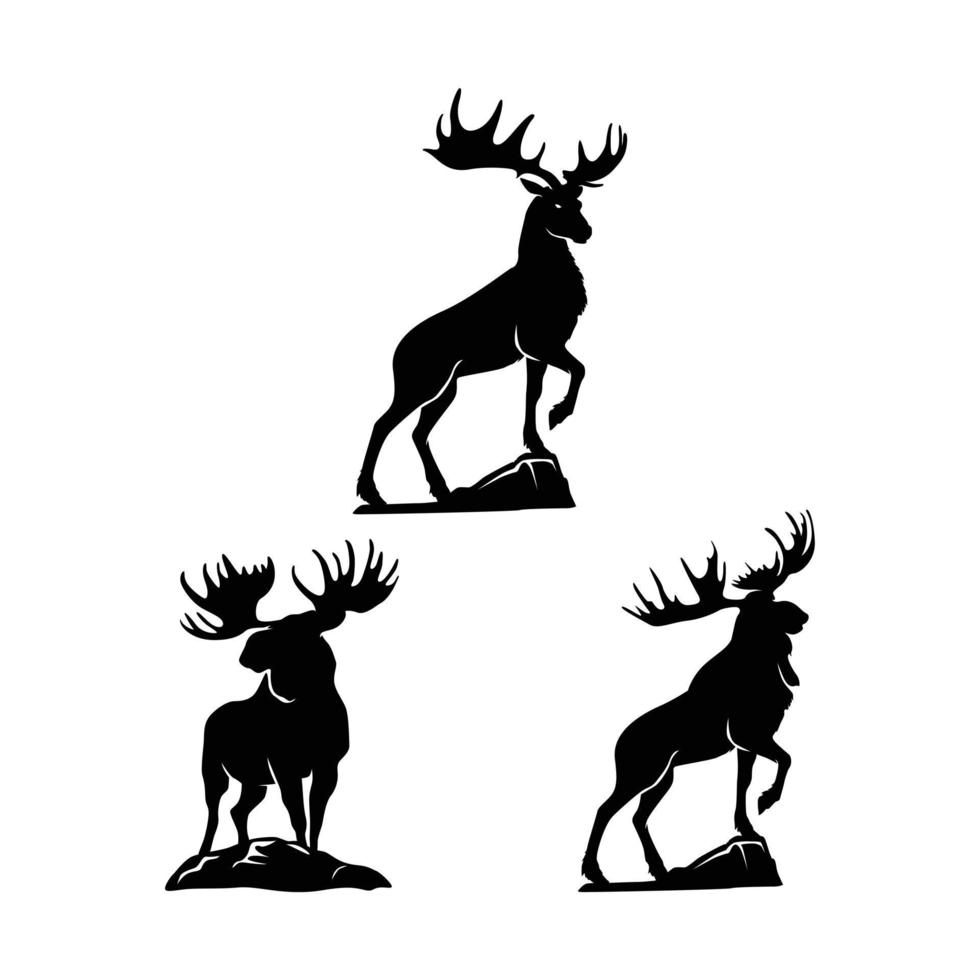 Black moose silhouette with several poses vector