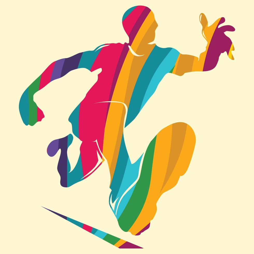 Vector silhouette illustration of people running colorful
