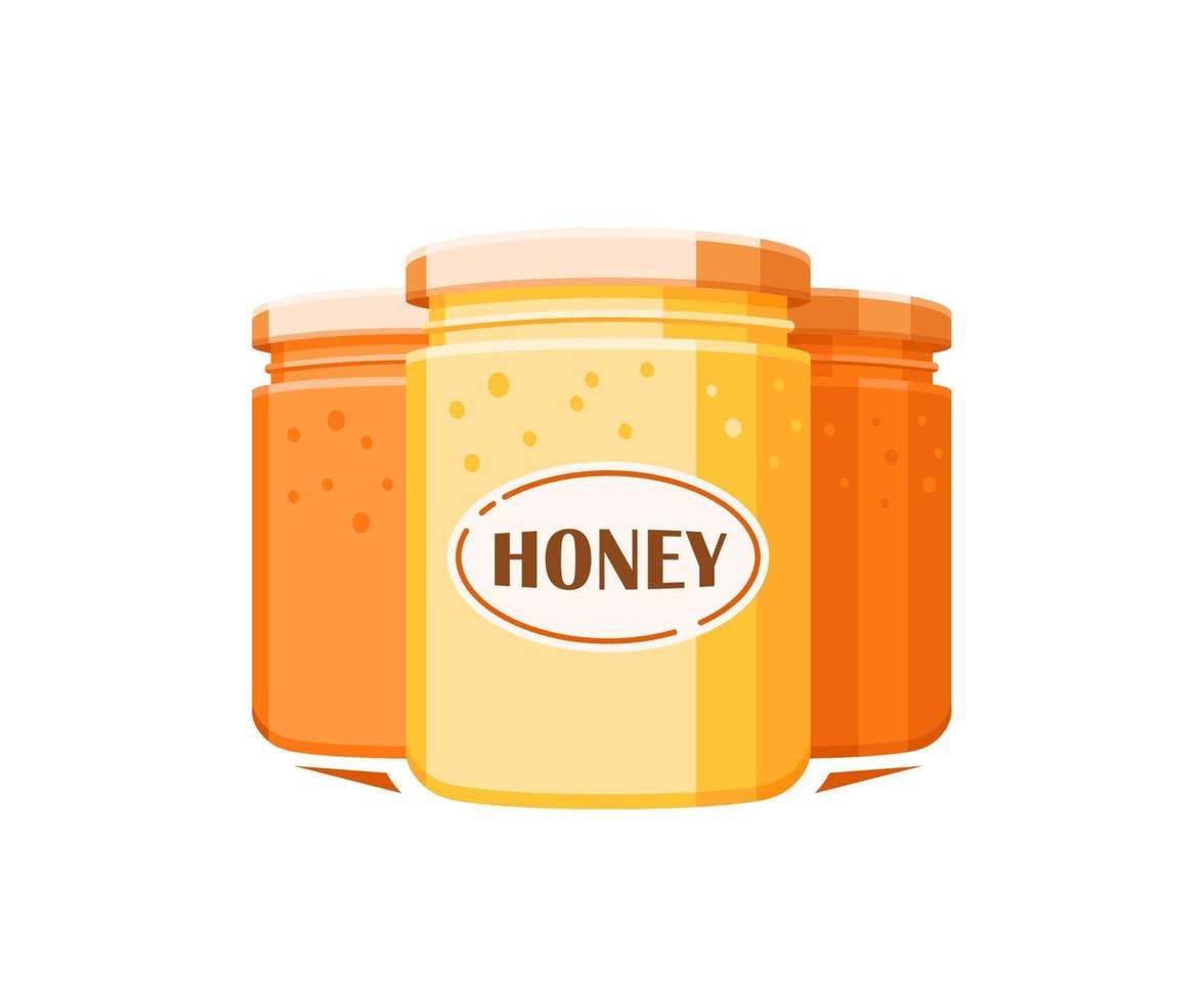 Glass jars with honey vector