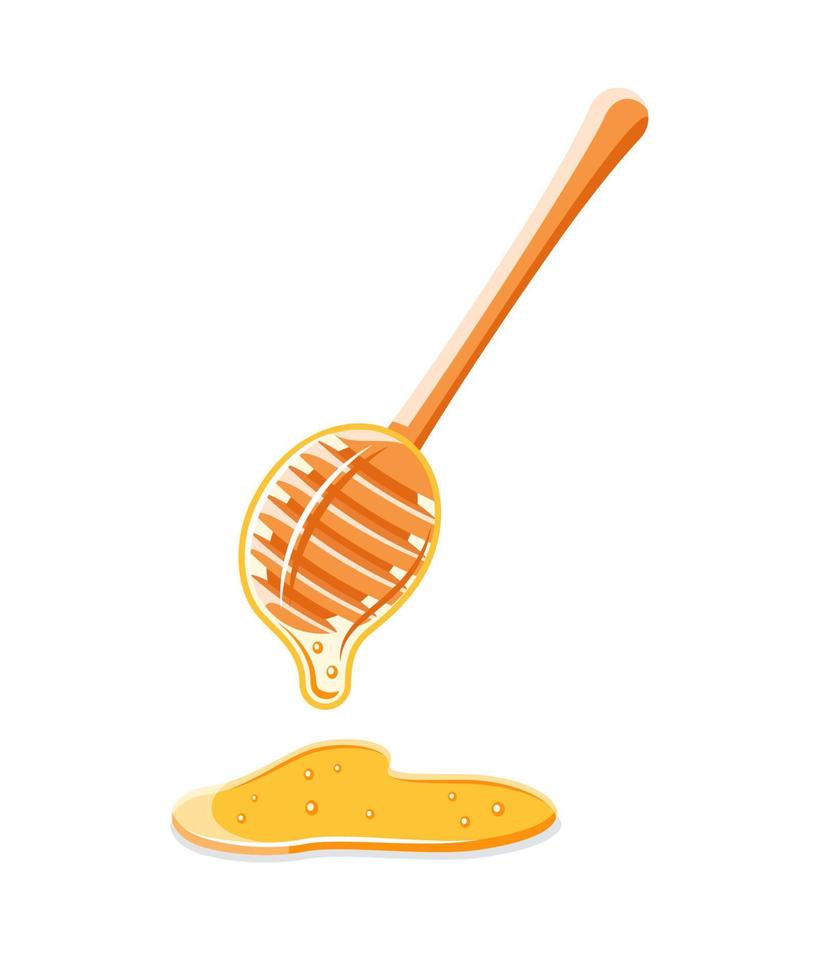 Spoon with drips of honey vector