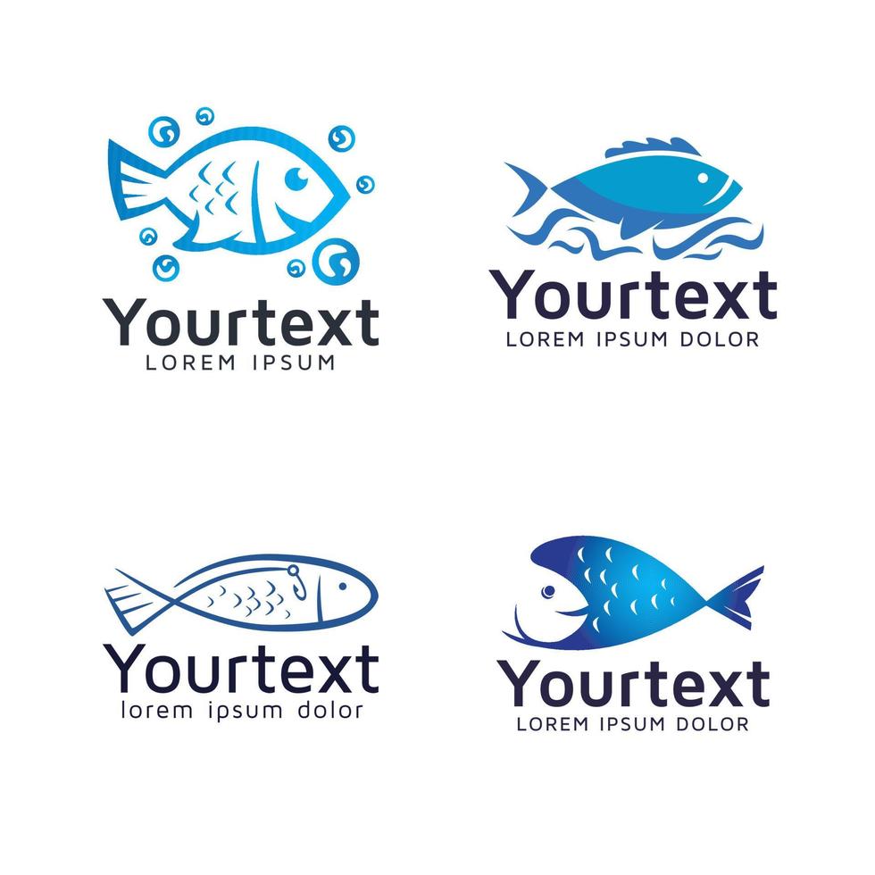 colección de logotipos de peces o diseño de iconos vector